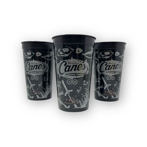Week 1 Post Malone Raising Canes Reusable Collector Black Cup Lot of 3 Preowned - Picture 1 of 5